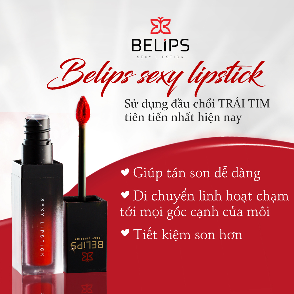 Son Kem Lì Mỏng Nhẹ Mềm Môi Belips Sexy Lipstick  100% thiên nhiên không chì, an toàn cho cả mẹ bầu