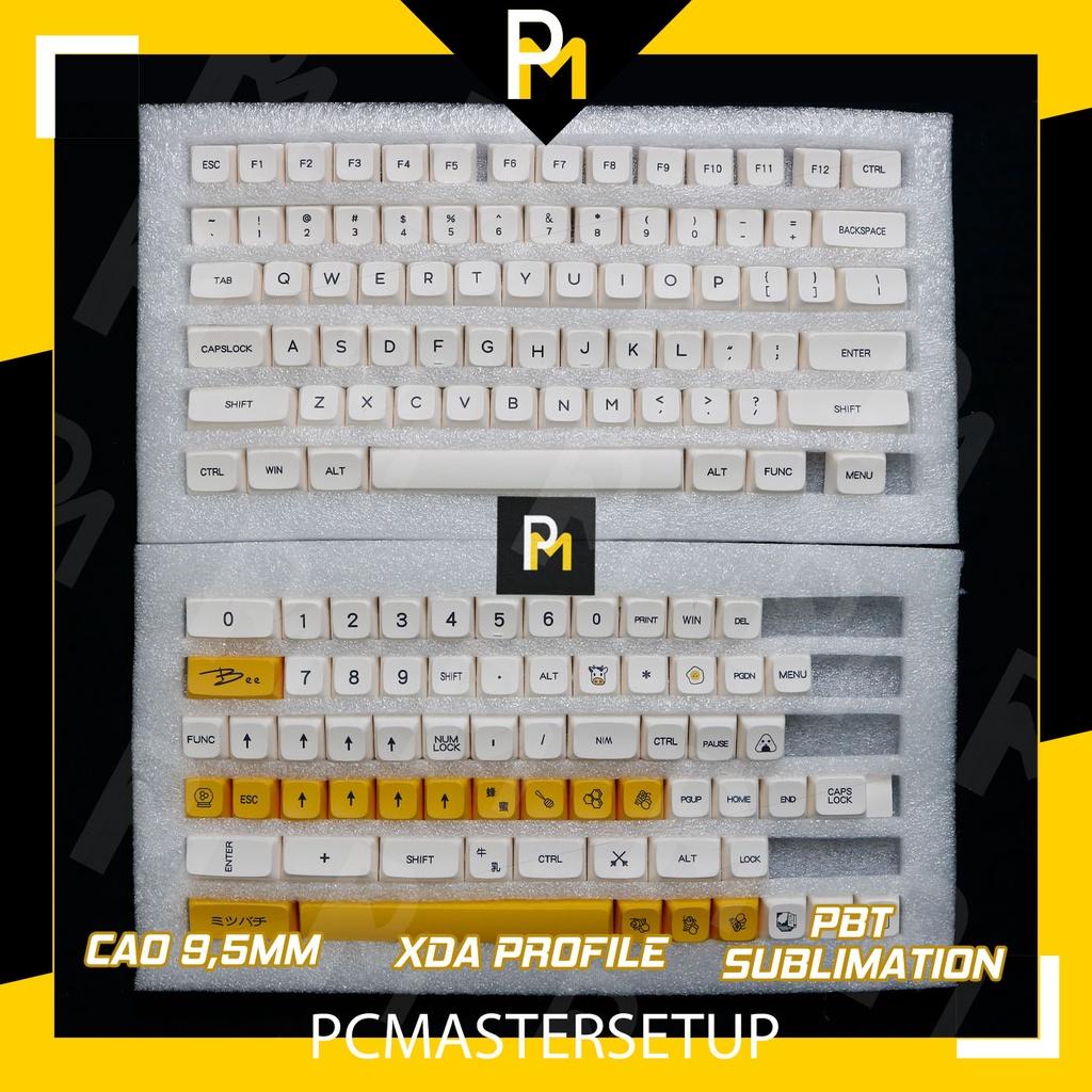 Keycap xda pbt Honeybee and milk cao 9.5mm nút cho bàn phím cơ 140 phím