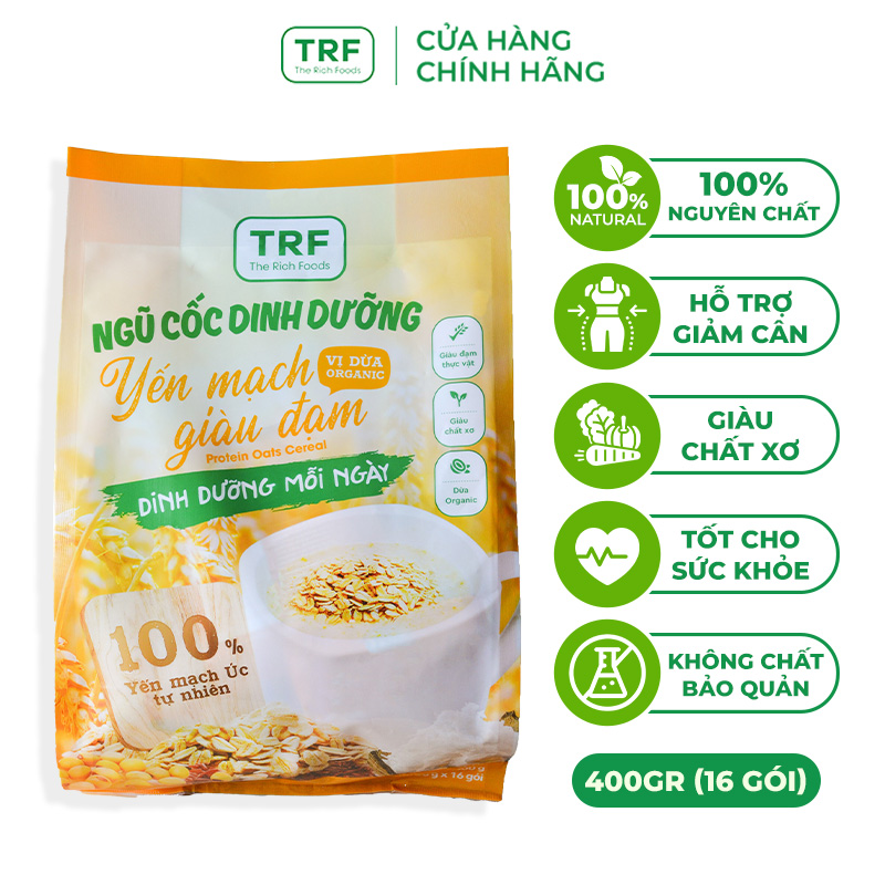 Bột Ngũ Cốc Dinh Dưỡng Giảm Cân Yến Mạch Giàu Protein The Rich Foods Dừa Organic 400gr