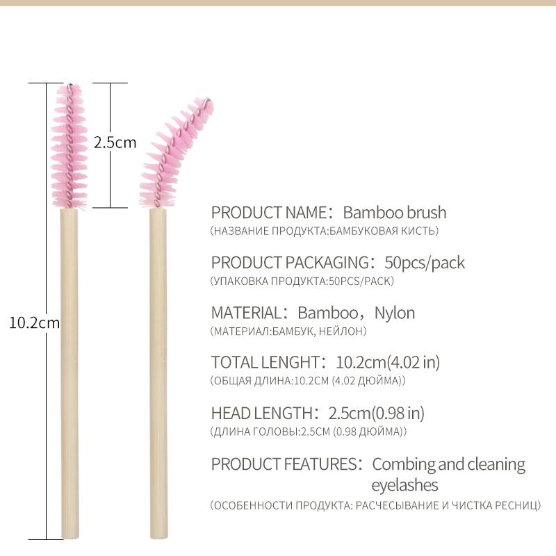 100 Bằng Tre Tay Cầm Mi Bàn Chải Cọ Trang Điểm Cây Nối Mi Thân Thiện Với Môi Trường Dùng Một Lần Chải Chân Mày Mascara Hoa Dây