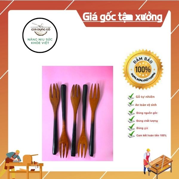 Dĩa gỗ cán màu hàng xuất khẩu Hàn Nhật