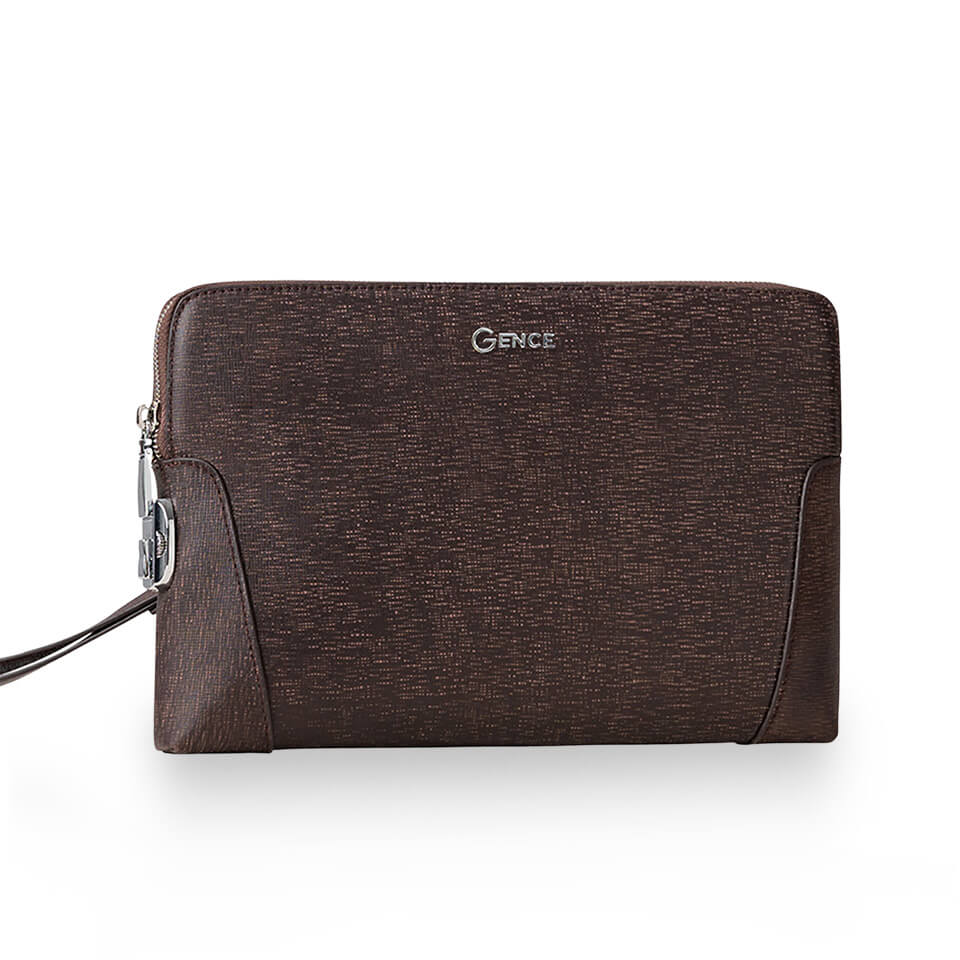 Clutch Cầm Tay Nam Da Bò Saffiano Chà Nâu CK11