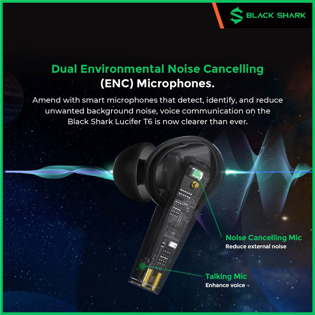 [Hàng Chính hãng] Tai Nghe Gaming Bluetooth TWS Xiaomi Black Shark Lucifer T6 【Độ trễ 35ms ◆ Bluetooth 5.2 ◆  Thời gian dùng tới 26h】