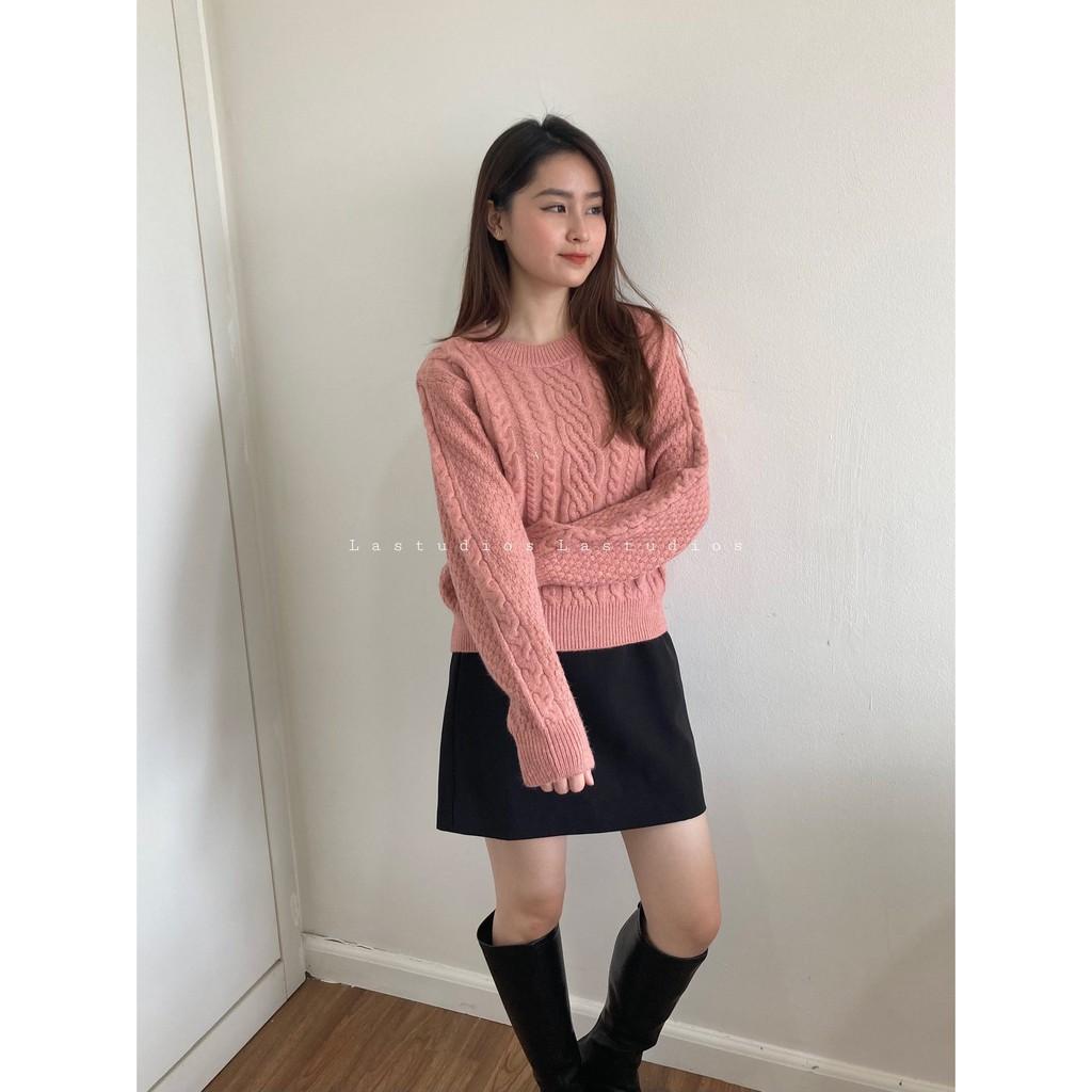 Áo len vặn thừng dáng rộng Hàn Quốc