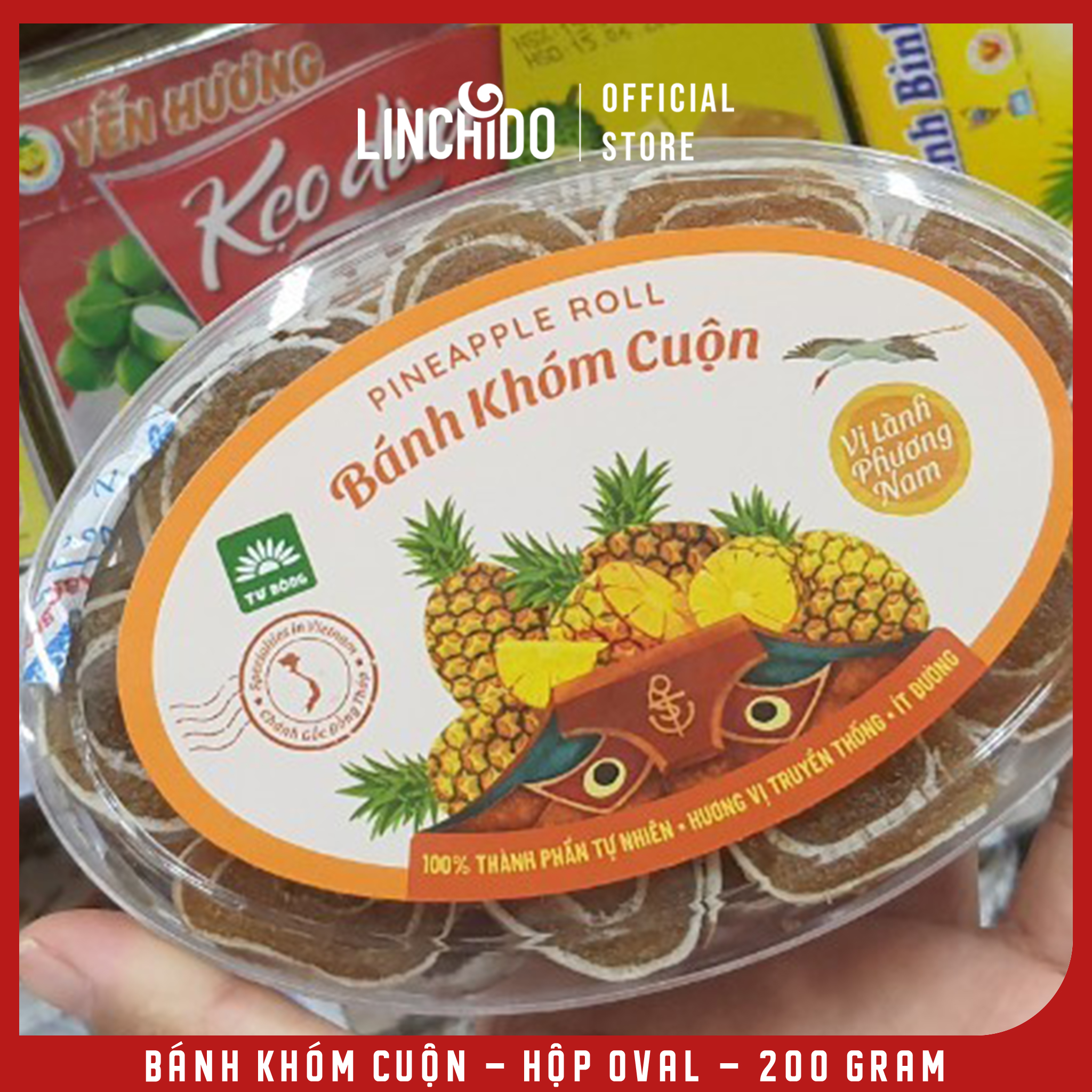 Bánh Khóm Cuộn - Đặc Sản Đồng Tháp - Hộp Oval - 200 Gram