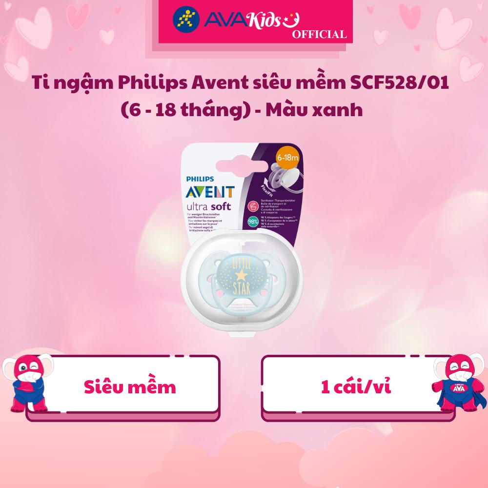 Ti ngậm Philips Avent siêu mềm SCF528/01 (6 - 18 tháng) - Màu xanh - Hàng Chính Hãng