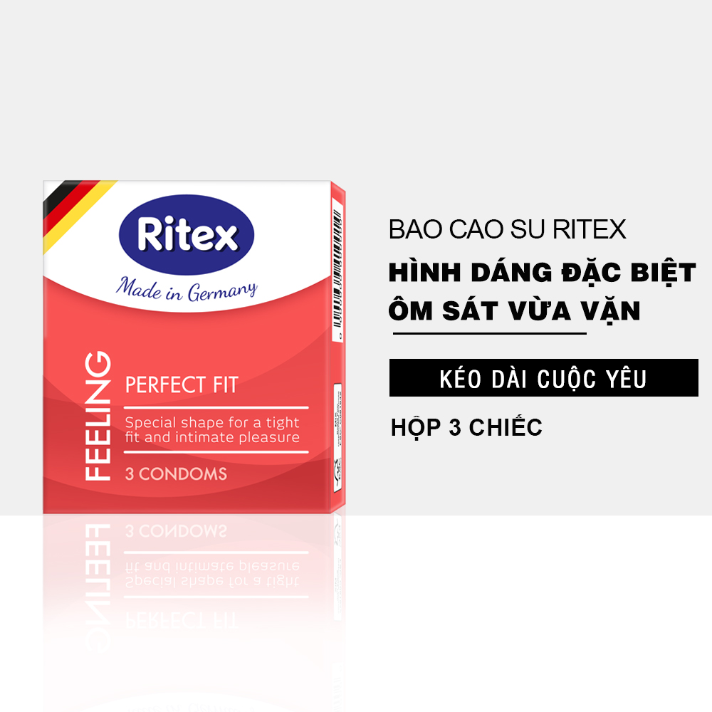 Bao cao su Ritex FEELING - Ôm sát vừa vặn Hộp 3 chiếc Nhập khẩu chính hãng Đức JN-RI-FEELING3