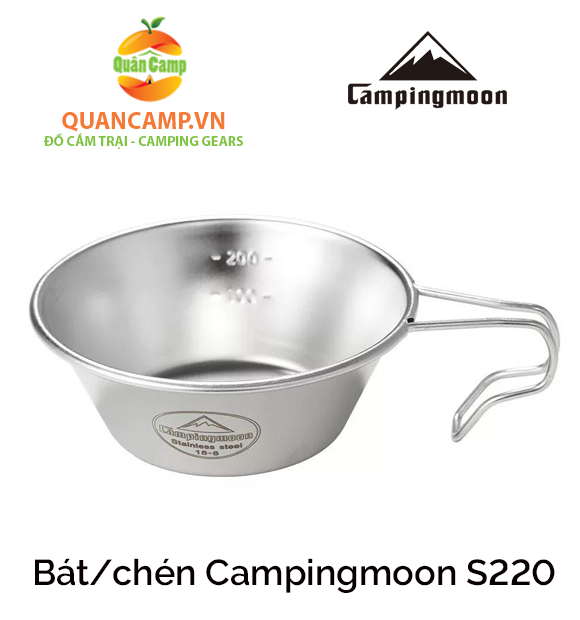 [Mua 4 chén tặng túi đựng chén Campingmoon] Chén ăn dã ngoại inox không rỉ Campingmoon S220