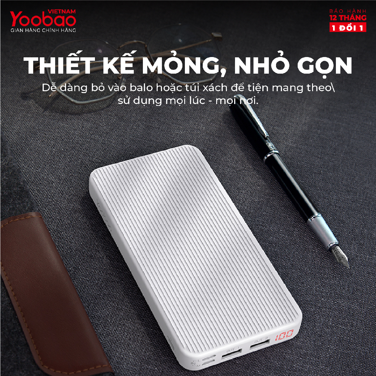 Sạc dự phòng 10000mAh Yoobao P10D Slim sạc nhanh PD Công suất 18W - Hàng chính hãng