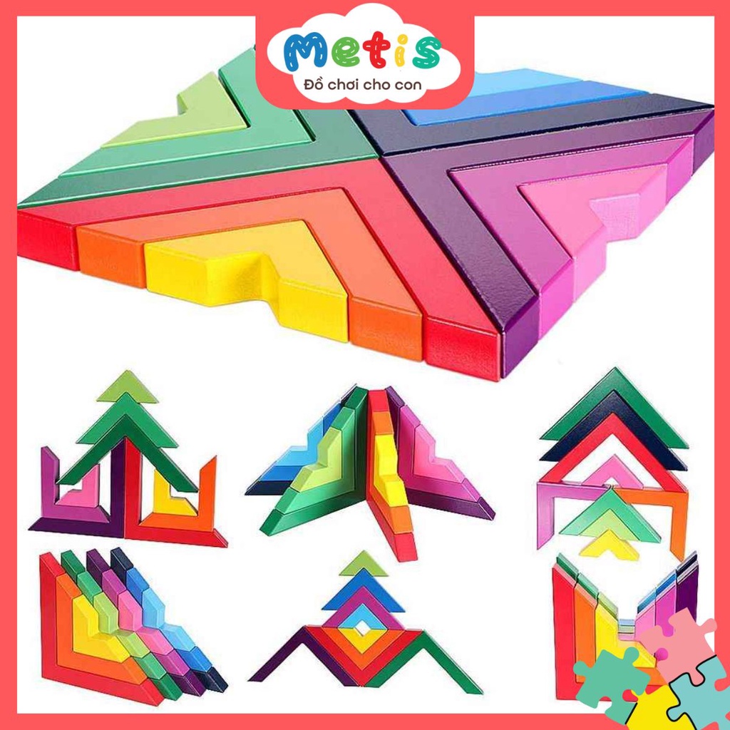 Bộ đồ chơi Xếp hình góc chéo montessori- Metis Đồ chơi cho con