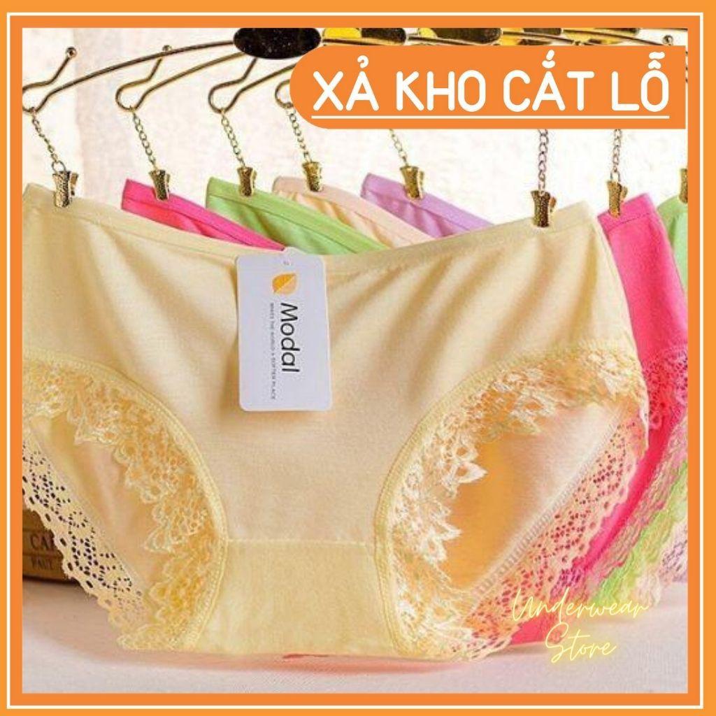 Sét 10 Quần Lót Nữ Cotton Modal Viền Ren Mềm Cực Mát - Ảnh Chụp Thật Kèm Video