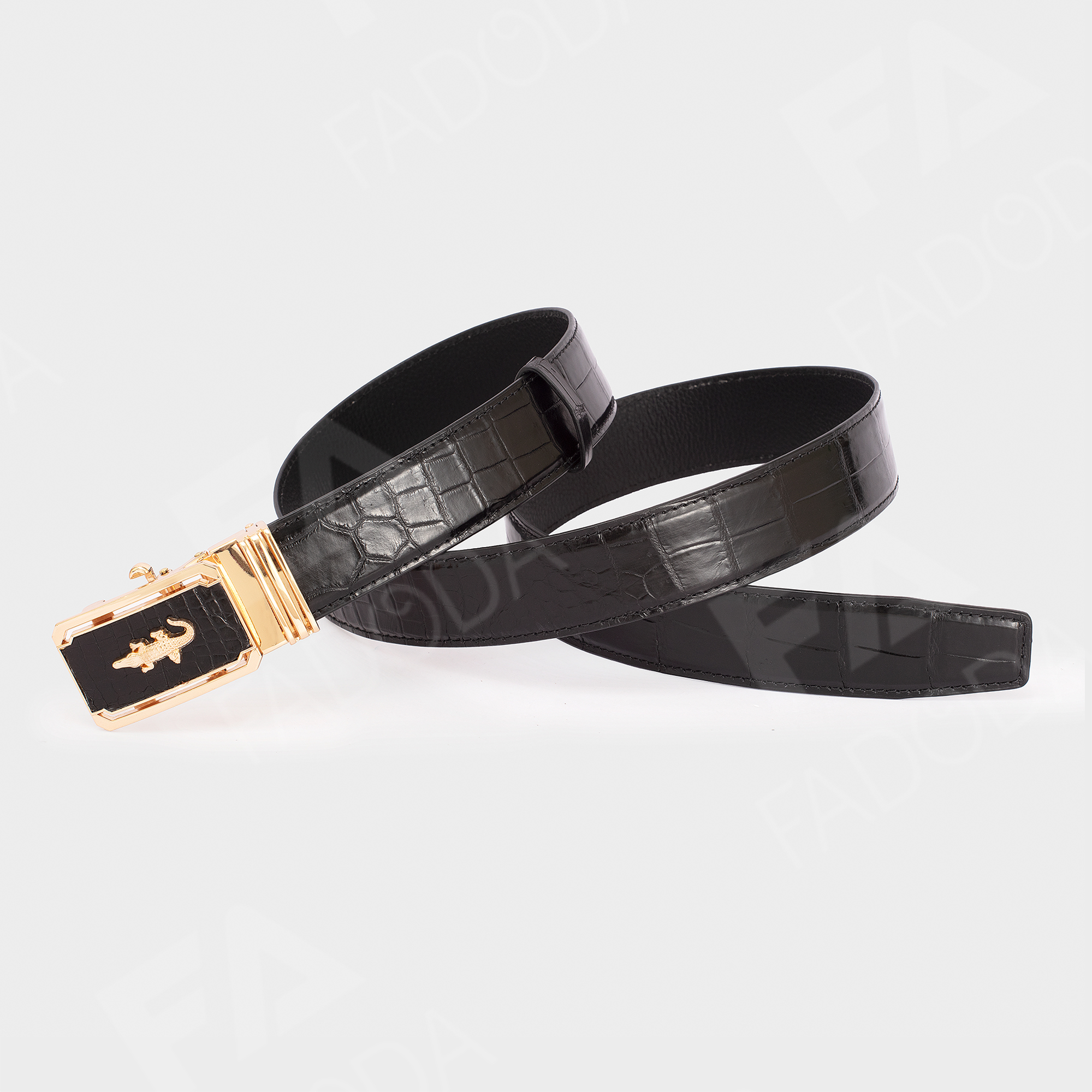 Thắt lưng nam da cá sấu FA DO DA SP-FCB03BD dây liền bản rộng 4.0 cm làm từ vùng da bụng của cá sấu