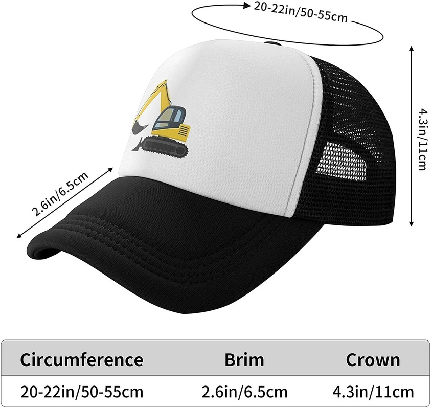 Máy đào Xây dựng của Wisedeal Boys Mat Catchable Hat Thanh niên và trẻ mới biết đi Mesh Snapback Trucker Capback Capback Color: 8 Size: Adjustable