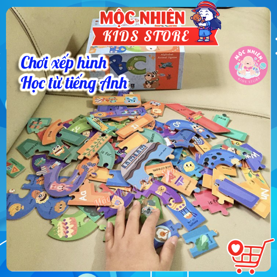 Bộ Xếp Hình Puzzle Chữ Cái và Số Đếm Bằng Gỗ Dành Cho Bé 2 Tuổi - Alphabet Puzzle