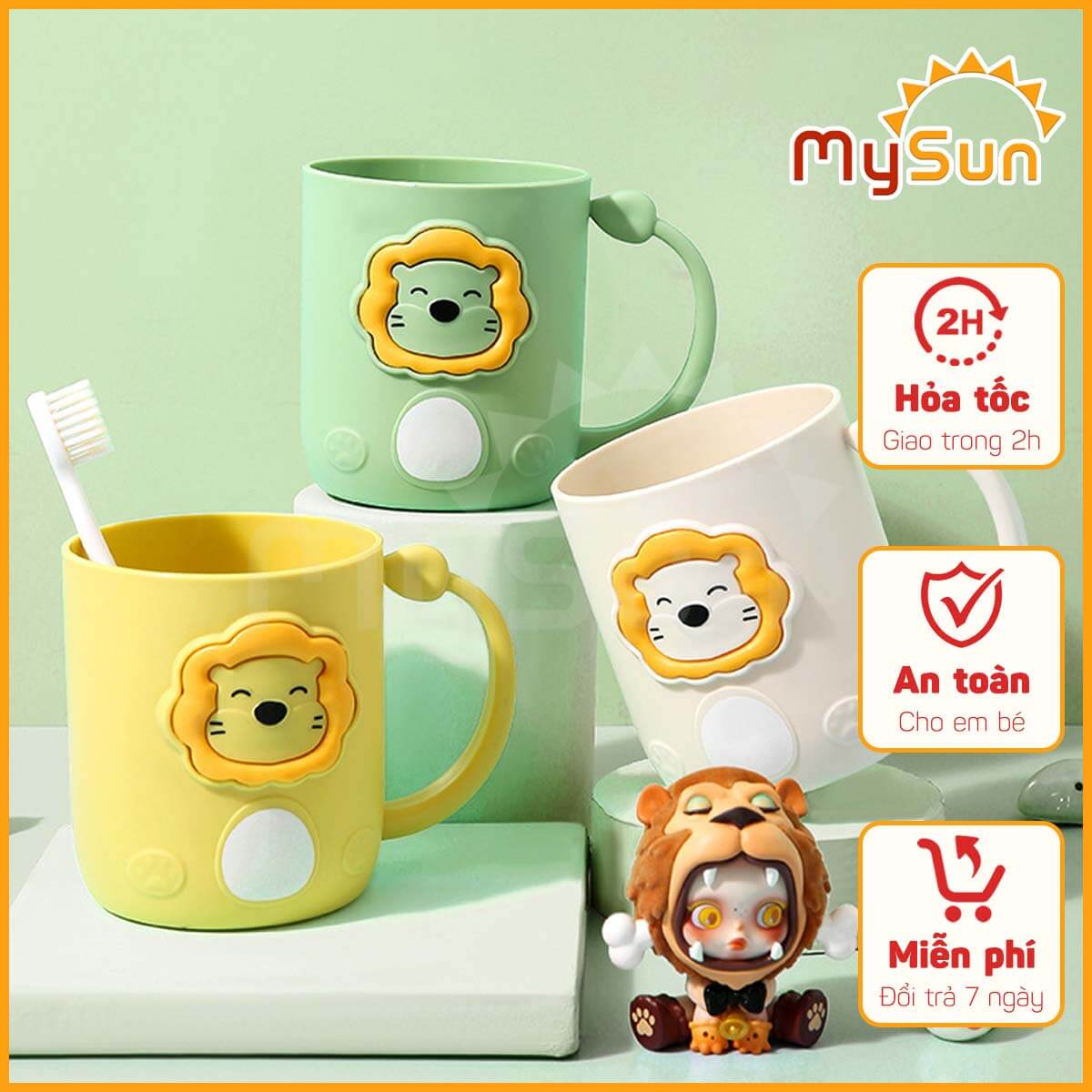 Ly cốc nhựa đánh răng cho bé gái trai cute cốc uống nước cho bé MySun
