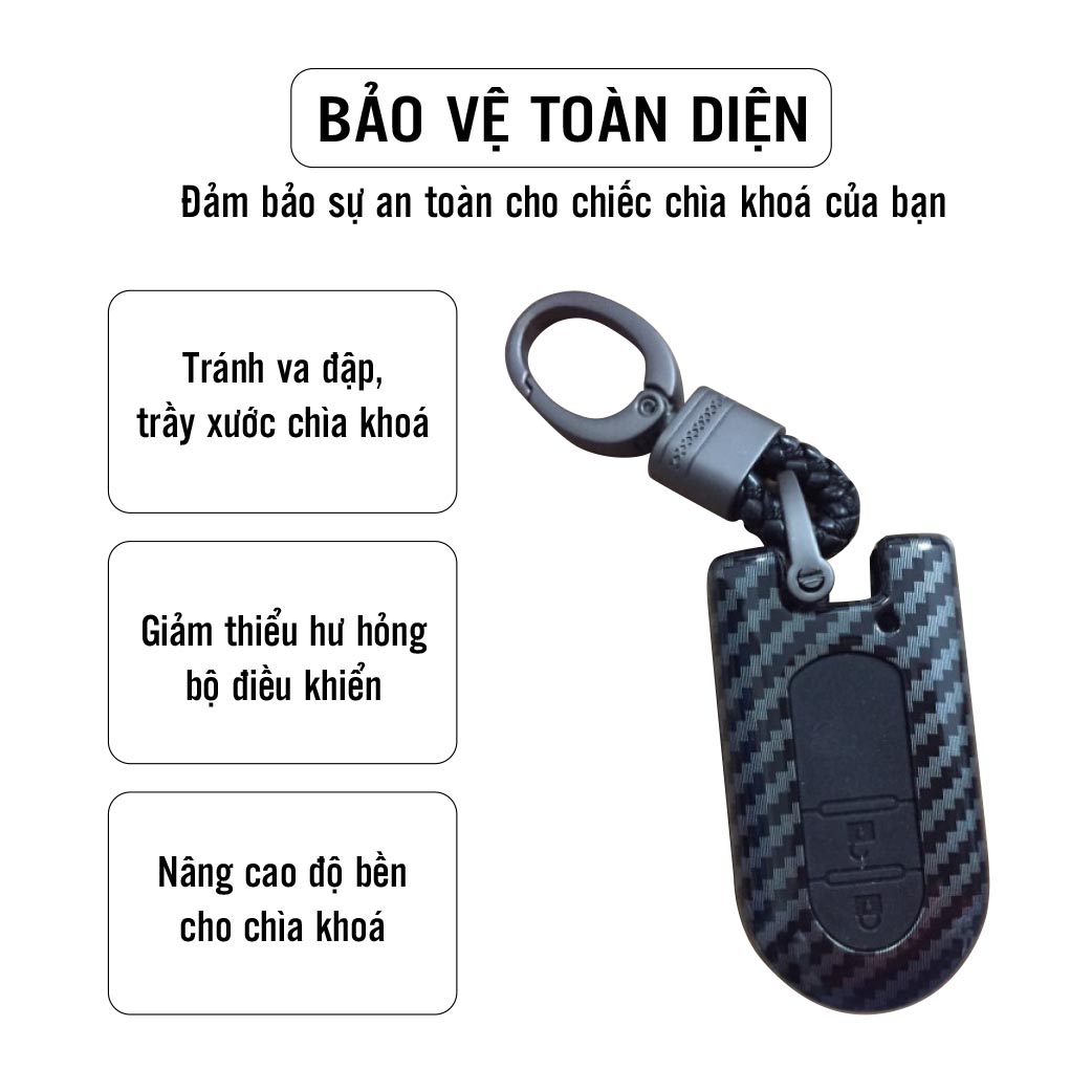 Ốp chìa khóa dành cho xe Toyota Rush chất liệu nhựa ABS mạ vân Cacbon - Hàng Chính Hãng