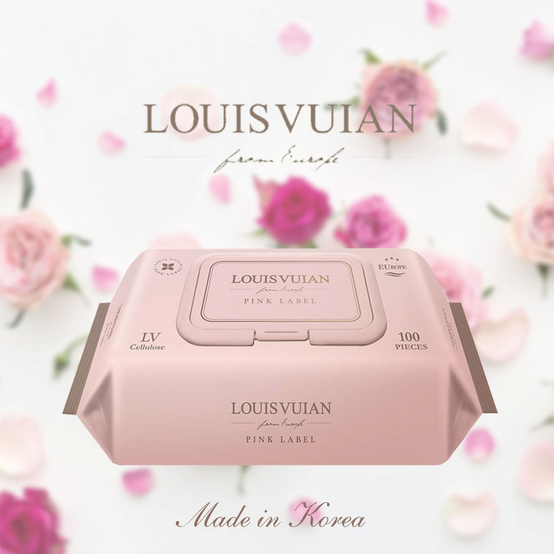 Khăn ướt cho bé LOUISVUIAN (100 miếng/gói) chiết xuất hoa hồng dịu nhẹ (chính hãng Hàn Quốc)