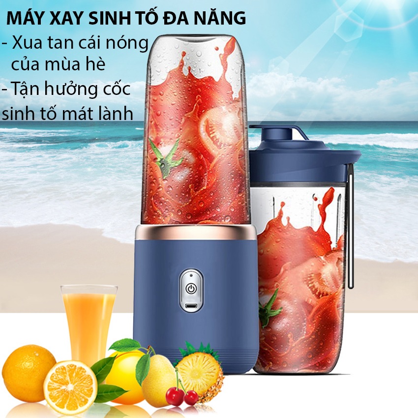 Máy Xay Sinh Tố Cầm Tay Mini Đa Năng 6 Lưỡi Inox 304 CHIGO BDL001– TẶNG THÊM 1 Cốc Có Nắp Quai Silicone, Máy Xay Thịt, Xay Đá, Xay Sinh Tố Cầm Tay Không Dây Tiện Lợi Cao Cấp Xay Cực Nhanh