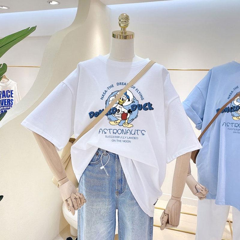 Áo Thun Tay Ngắn Cổ Tròn Dáng Rộng In Họa Tiết Hoạt Hình Phong Cách Nhật Bản Thời Trang Mùa Hè Cho Nữ 2022