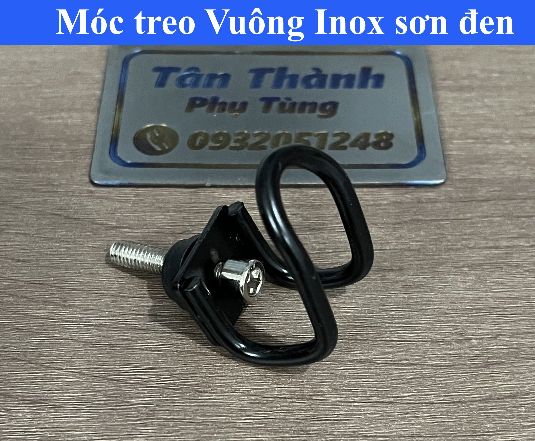 Móc treo dành cho xe máy Kiểu Vuông,Chữ U Inox sơn đen- 1 cái