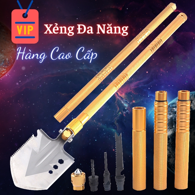 Xẻng Đa Năng Gấp Gọn Bỏ Túi Hàng Cao Cấp Chất Màu Vàng Dài 98cm