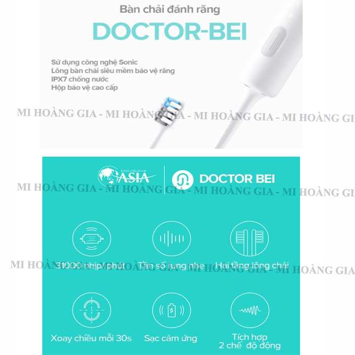 Bàn chải điện Xiaomi Shell DR-BEI Sonic BET-C01- Hàng Nhập Khẩu