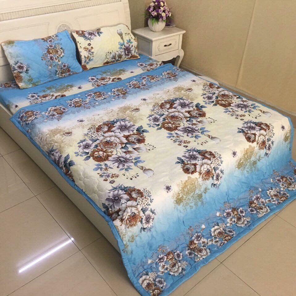 CHĂN HÈ THU ZD COTTON POLY KÍCH THƯỚC 1M8X2M MẪU MỚI - HOA CÚC XANH BIỂN