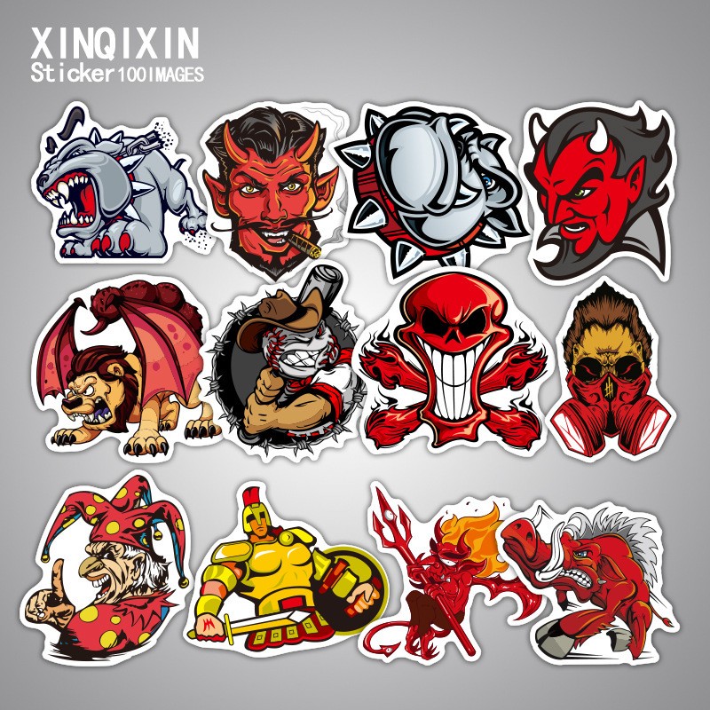 Bộ 100 miếng Sticker hình dán Red Warrior