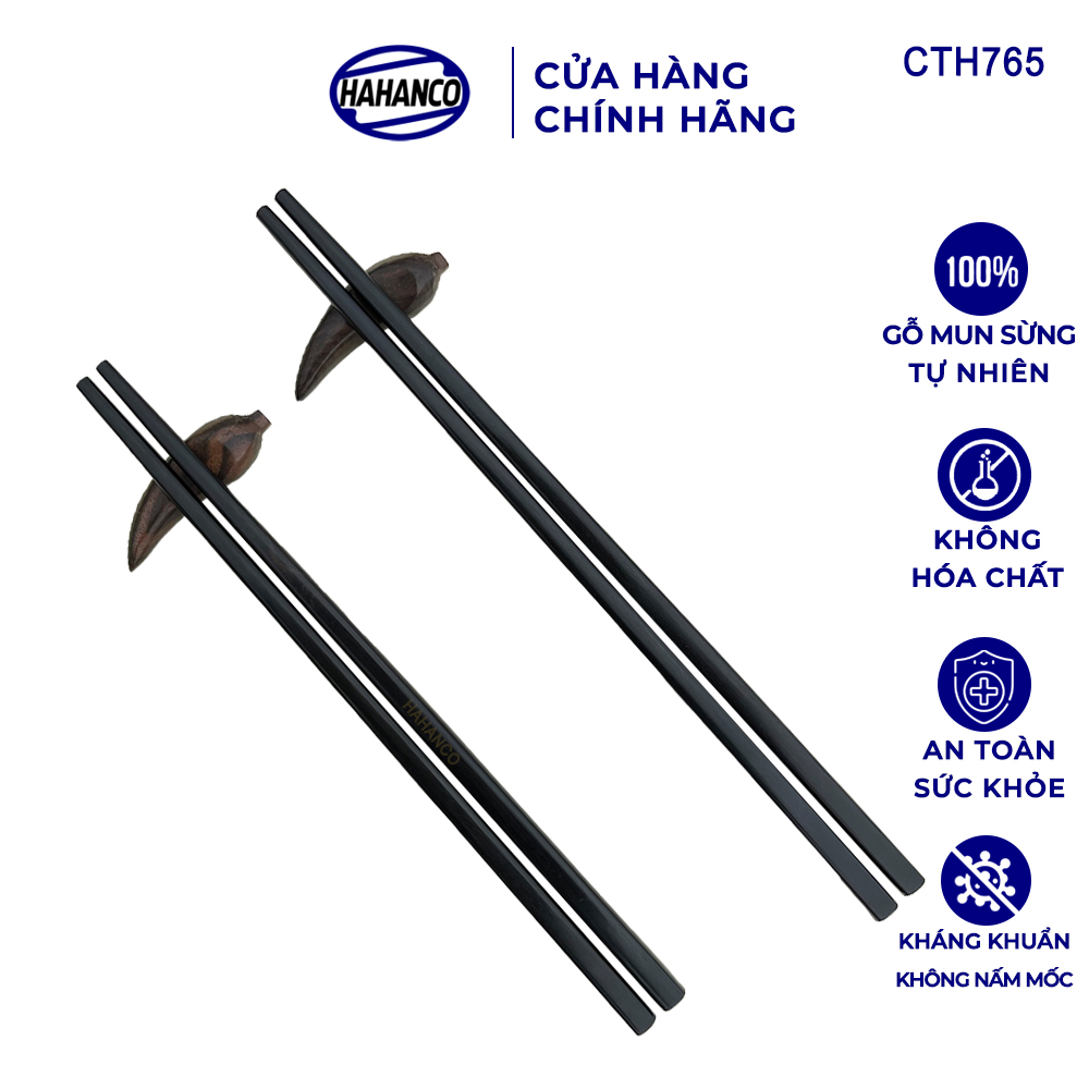 Đũa Dành Cho Trẻ Em Gỗ Mun Sừng Siêu Sạch HAHANCO (1 Đôi) Giúp Tập Gắp Làm Quen Với Đôi Đũa - CTH765