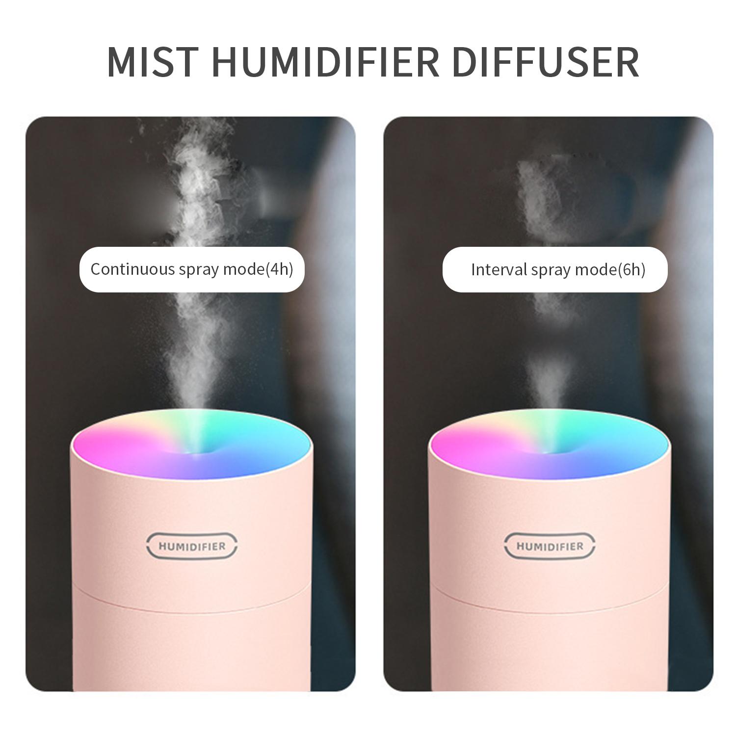 Máy tạo độ ẩm phun sương mini 270mL để bàn tự động, hoạt động êm ái, sạc lại USB