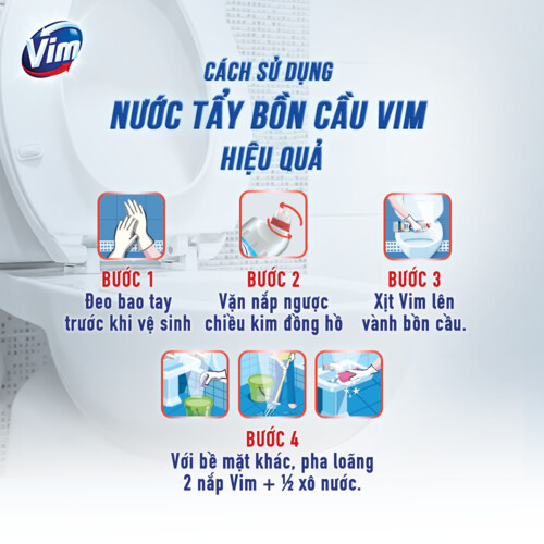 Combo 2 Chai Nước Tẩy Bồn Cầu Vim Trắng Sáng Hương Oải Hương 870 ML