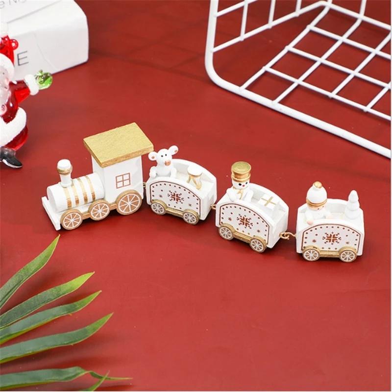 Bộ 4 phụ kiện trang trí Giáng Sinh thiết kế hình xe lửa mini làm bằng tay xinh xắn