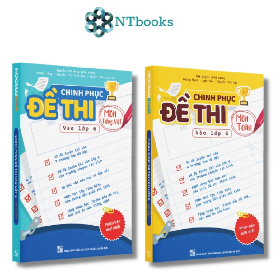Combo chinh phục đề thi vào lớp 6 - Bộ 2 môn Toán, Tiếng Việt