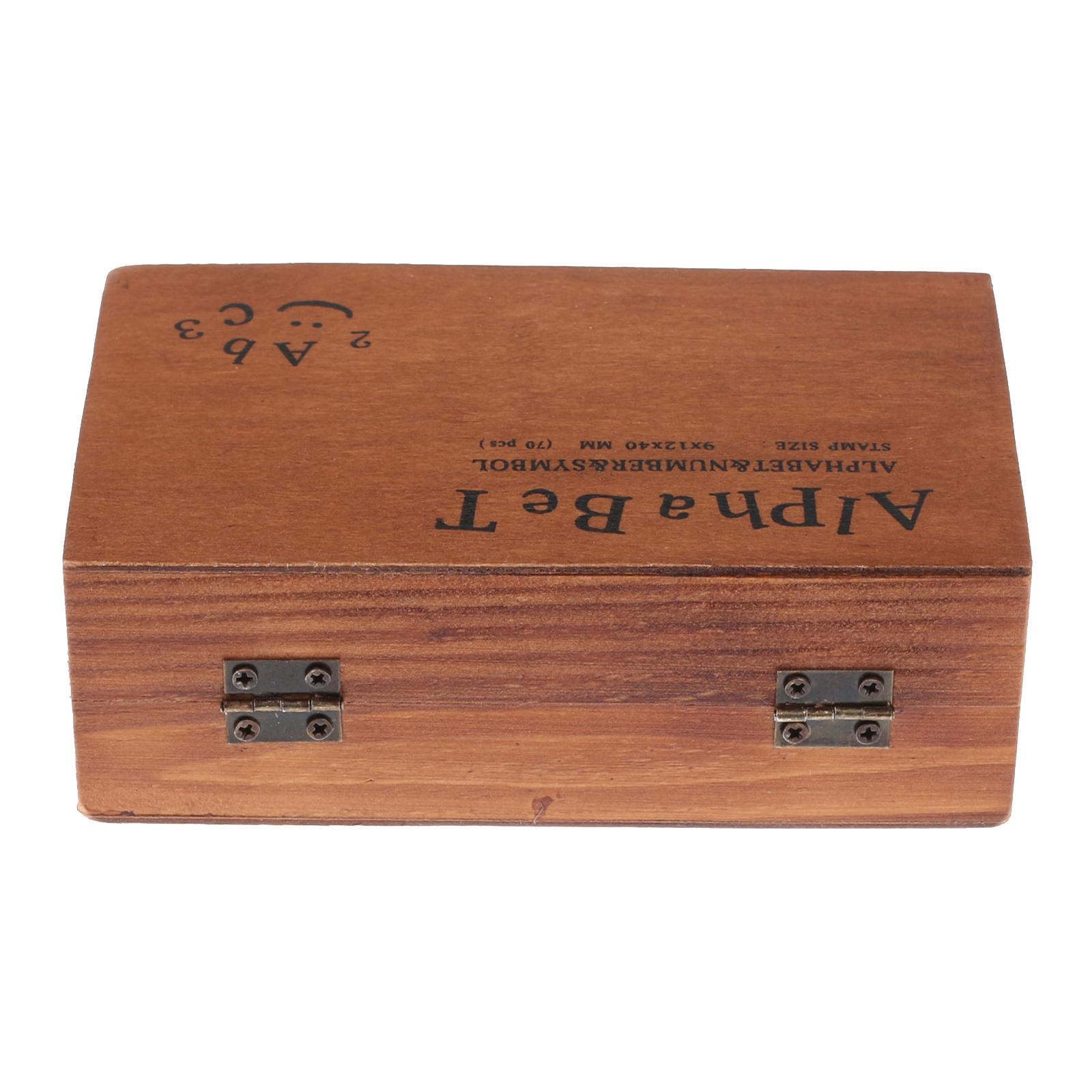 70Pcs/set Rubber Stamps Vintage Wooden Box Case Alphabet Letter