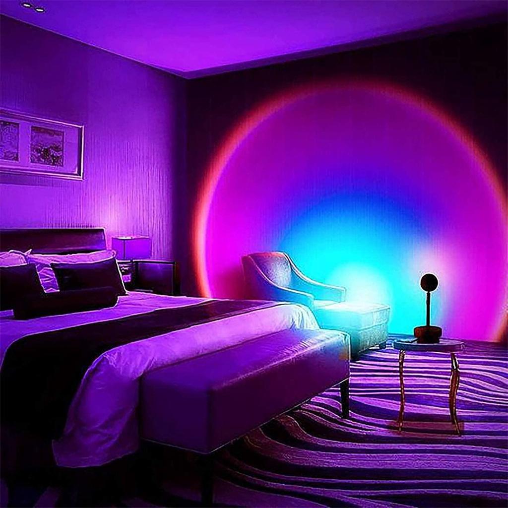 Ins Đèn LED Tạo Hiệu Ứng Hoàng Hôn/Lạnh Mặt Trời Lãng Mạn Trang Trí Tiệc/Phòng Khách/Phòng Ngủ/Đại Biển