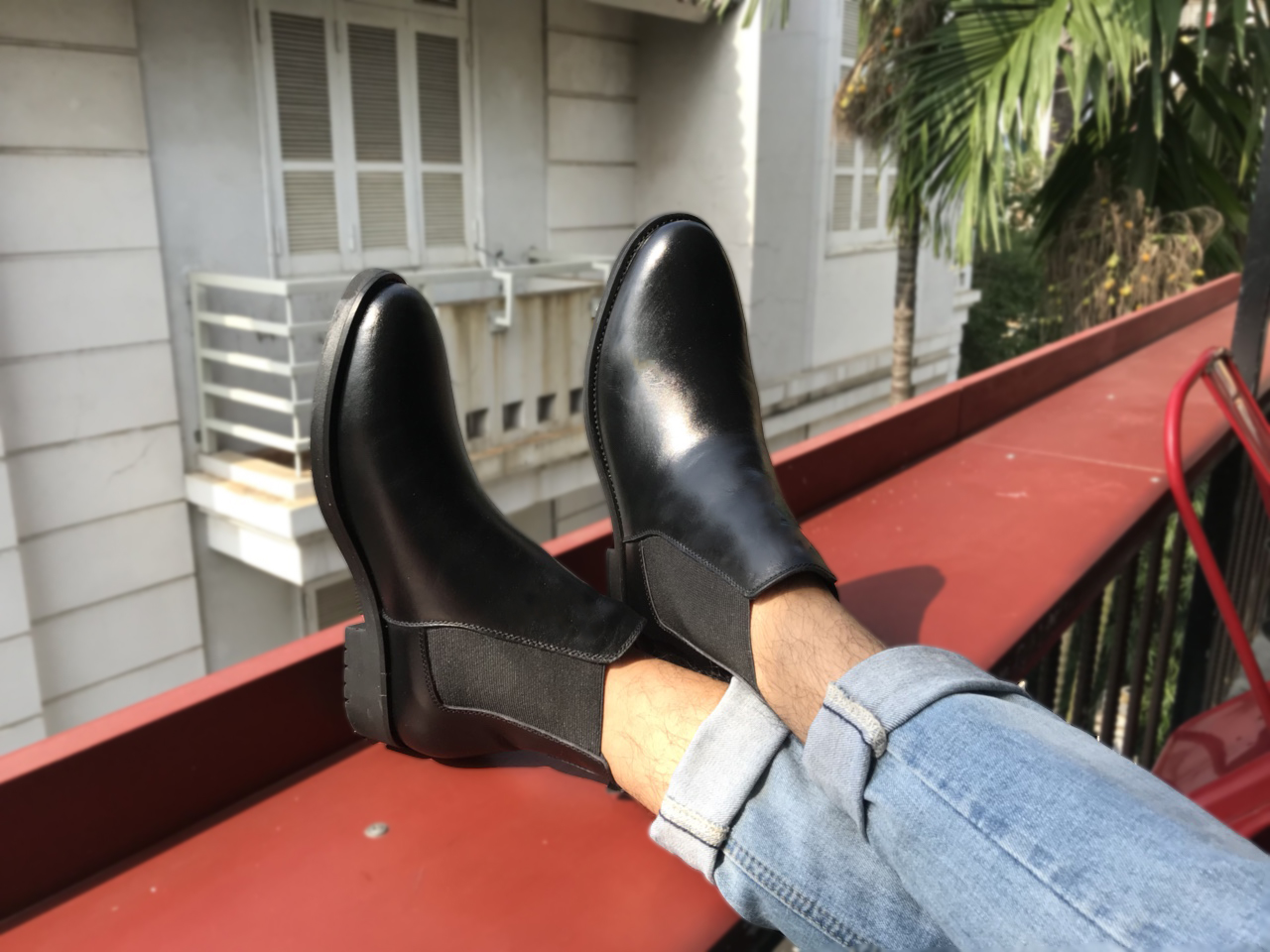 Giày Chelsea Boot, giày cao cổ nam Lucacy đen trơn da bò cao cấp