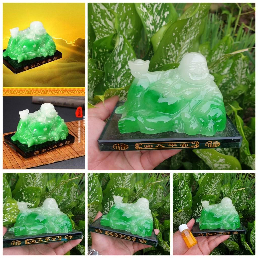 Tượng phật di lặc ngọc phong thủy có ngăn nước hoa gắn ô tô, để bàn làm việc loại đẹp, đồ chơi xe hơi