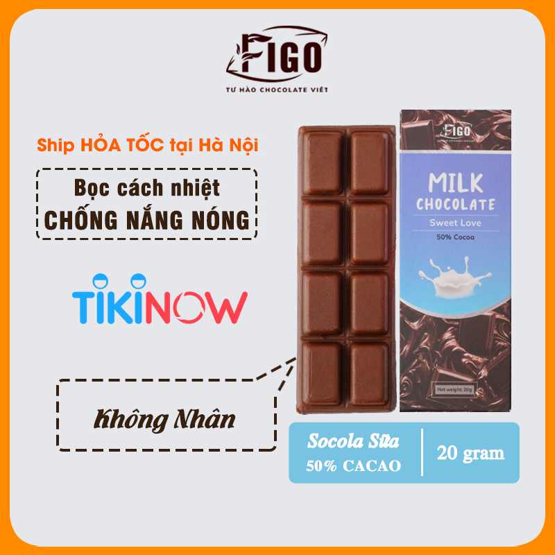 [ƯU ĐÃI] 30 Hộp Socola sữa MIX đủ 7 vị FIGO Chocolate 50% Cacao Hạnh nhân Hạt điều Dừa,.. Thanh 20gr