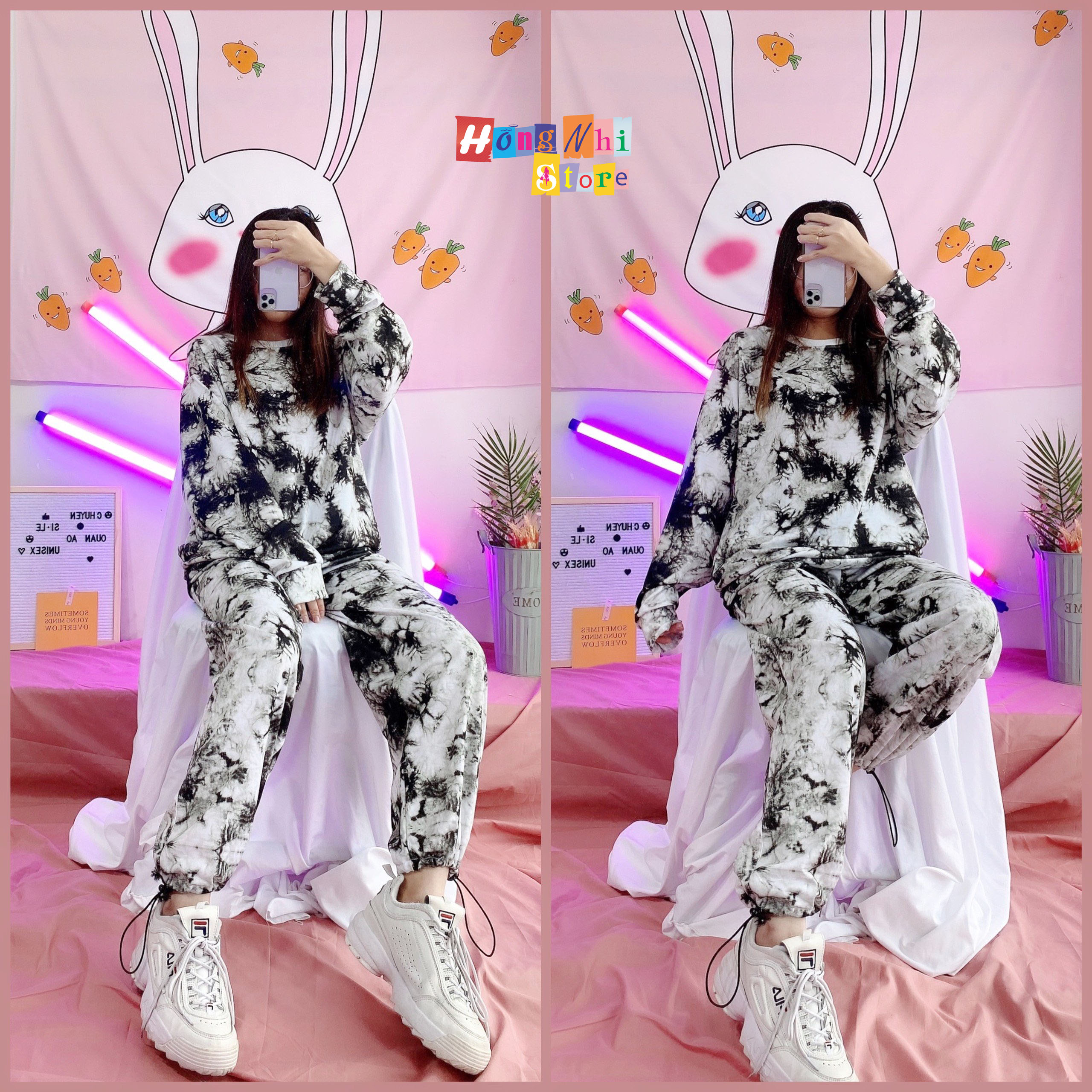 Quần Jogger Thun Loang Màu Dài Dây Rút Dáng Rộng - Quần Thun 3D Rút Dây Unisex - MM