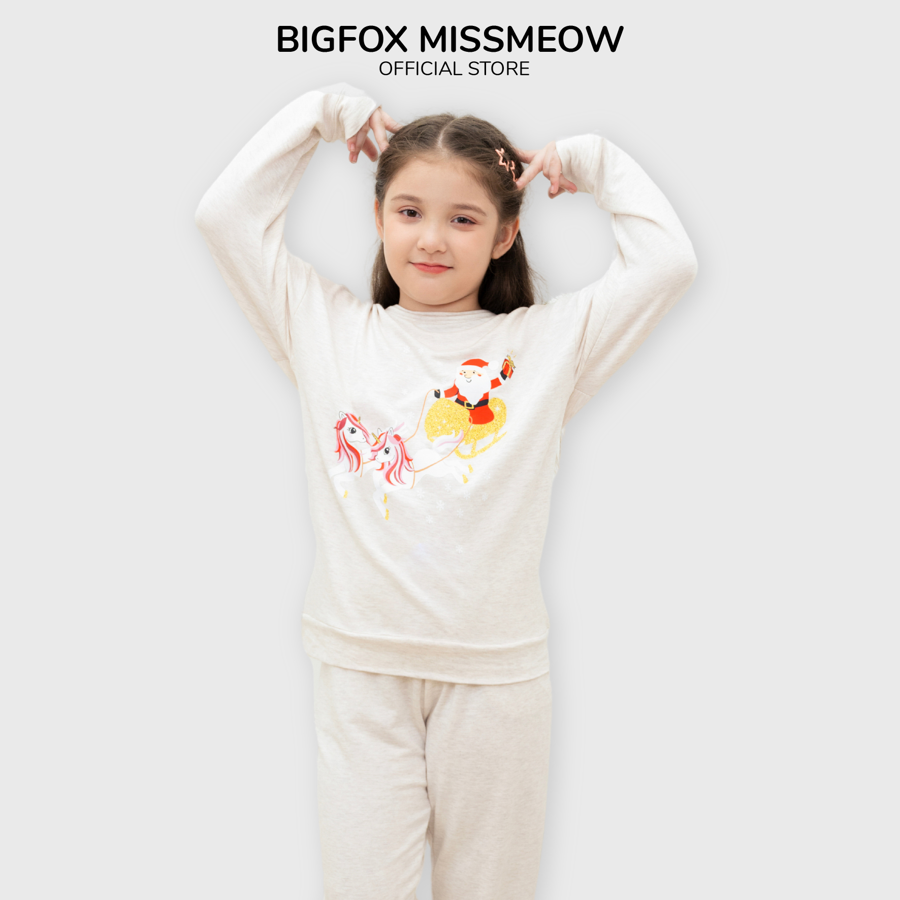 Bộ dài tay thu đông cho bé gái BIGFOX MISS MEOW quần áo trẻ em size đại vải nỉ cá ấm áp dáng Hàn cỡ 3-11 tuổi 40kg 1984