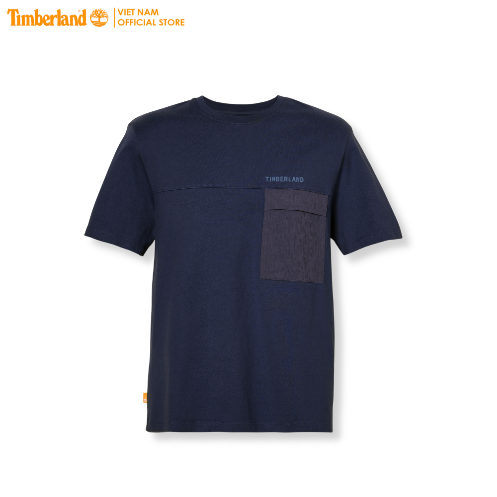 Original Timberland Áo Thun Men Mix Media Seersucker Pocket Tee Regular TB0A665N - L - Dark Sapphire - 44
