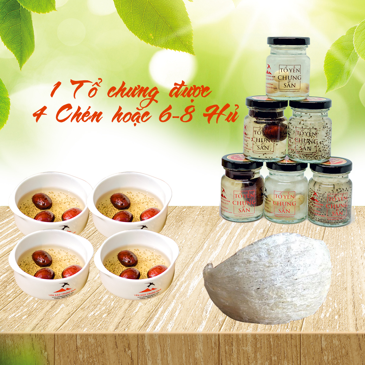 Tổ Yến Sào Tinh Chế (6 Tổ/50g/Hộp) (Tổ Yến làm sạch/Tổ Yến Sạch chế biến từ Tổ Yến Thô /Tổ Yến còn lông) Yến Sào Trung Nam - Hộp quà tặng