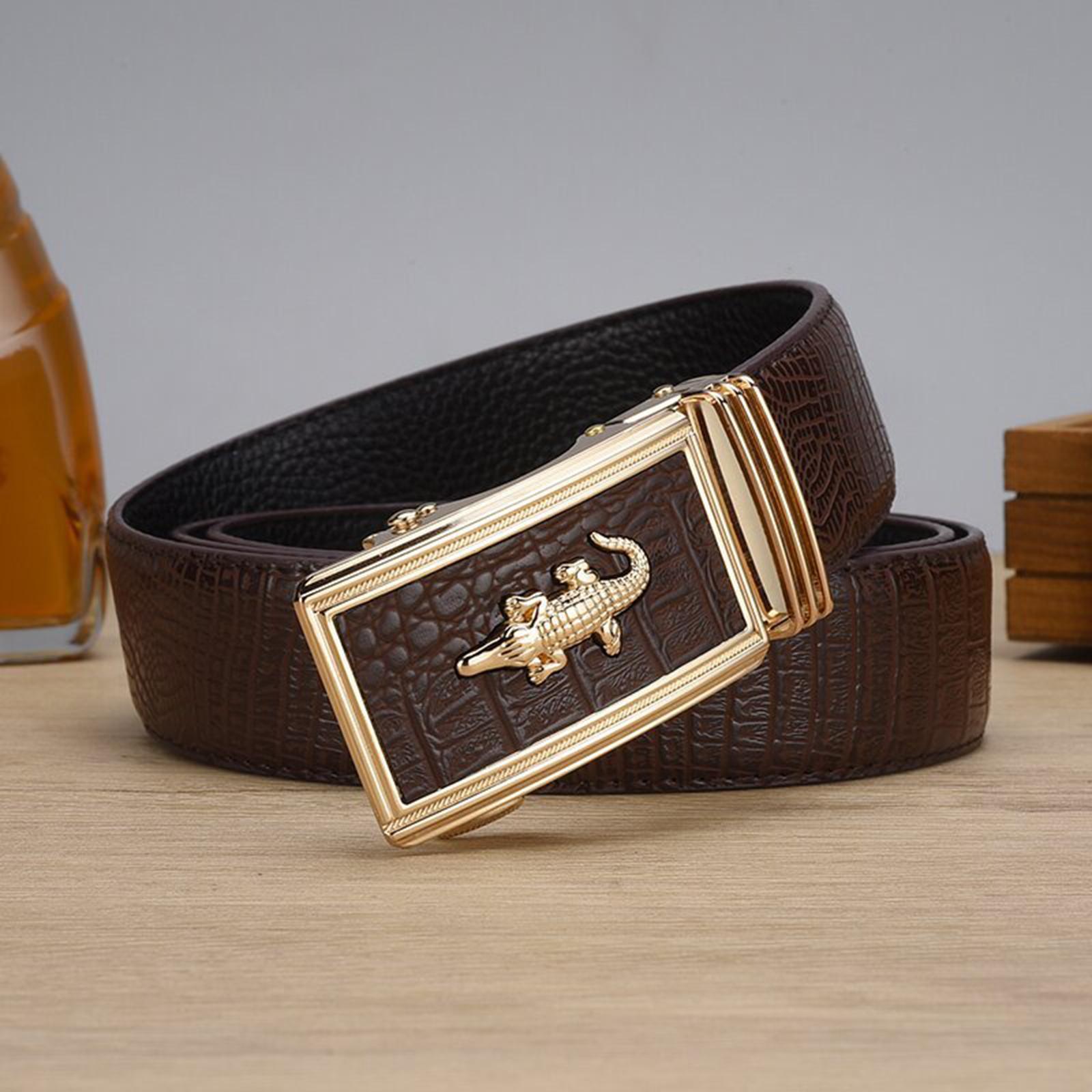 Men Belt Slide Ratchet Belt Adjustable Fashion Decorative PU Leather 120cm Casual Belt Work Belt for, Shirt, Pants, Wedding, Party