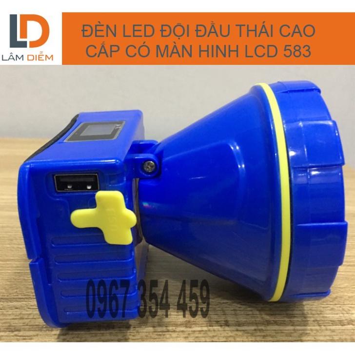 Đèn led đội đầu pin sạc USB siêu bền có màn hình LCD 583 - 200W