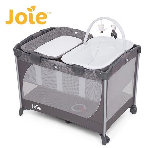 Giường cũi cao cấp Joie Commuter Change &amp; Snooze Linen Gray