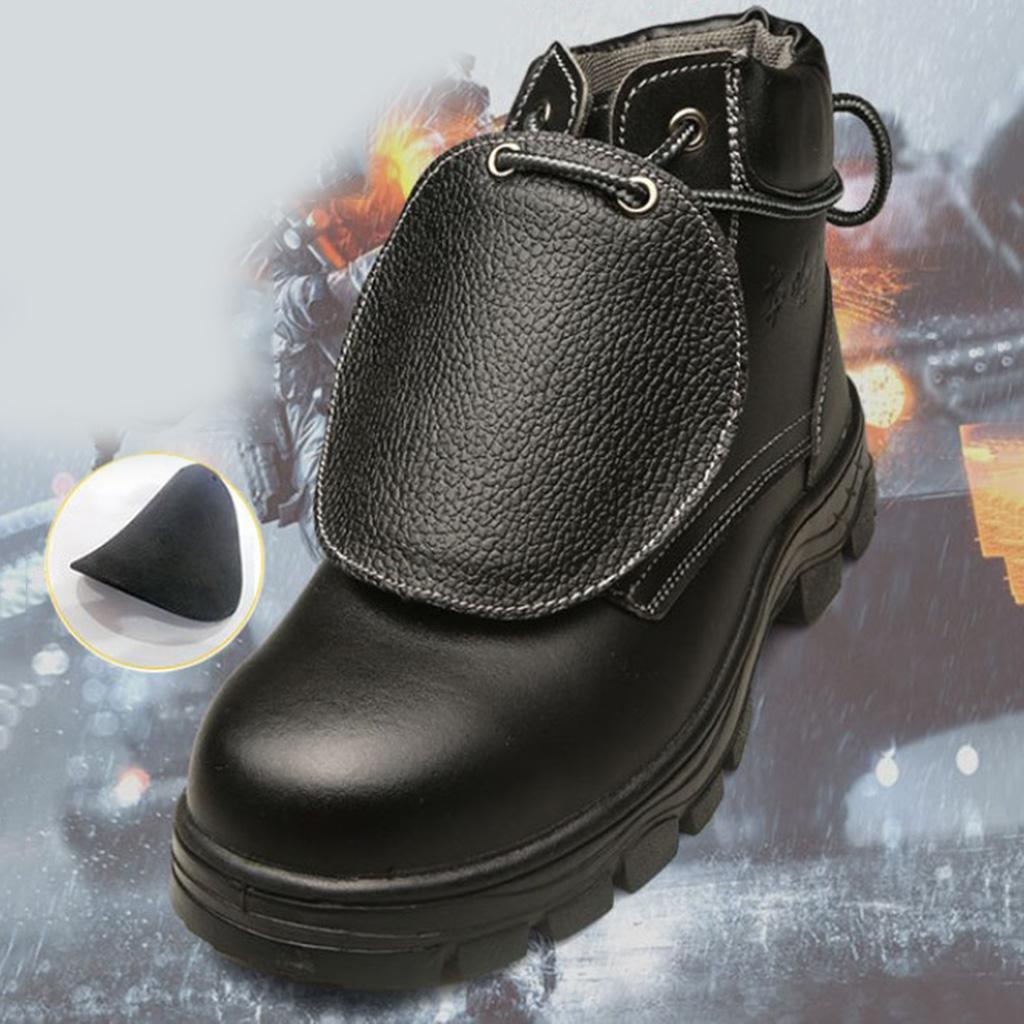 2 Pairs Of Work Shoes Steel Toe PU Leather Overshoe For Construction Worker Factory Worker, Black