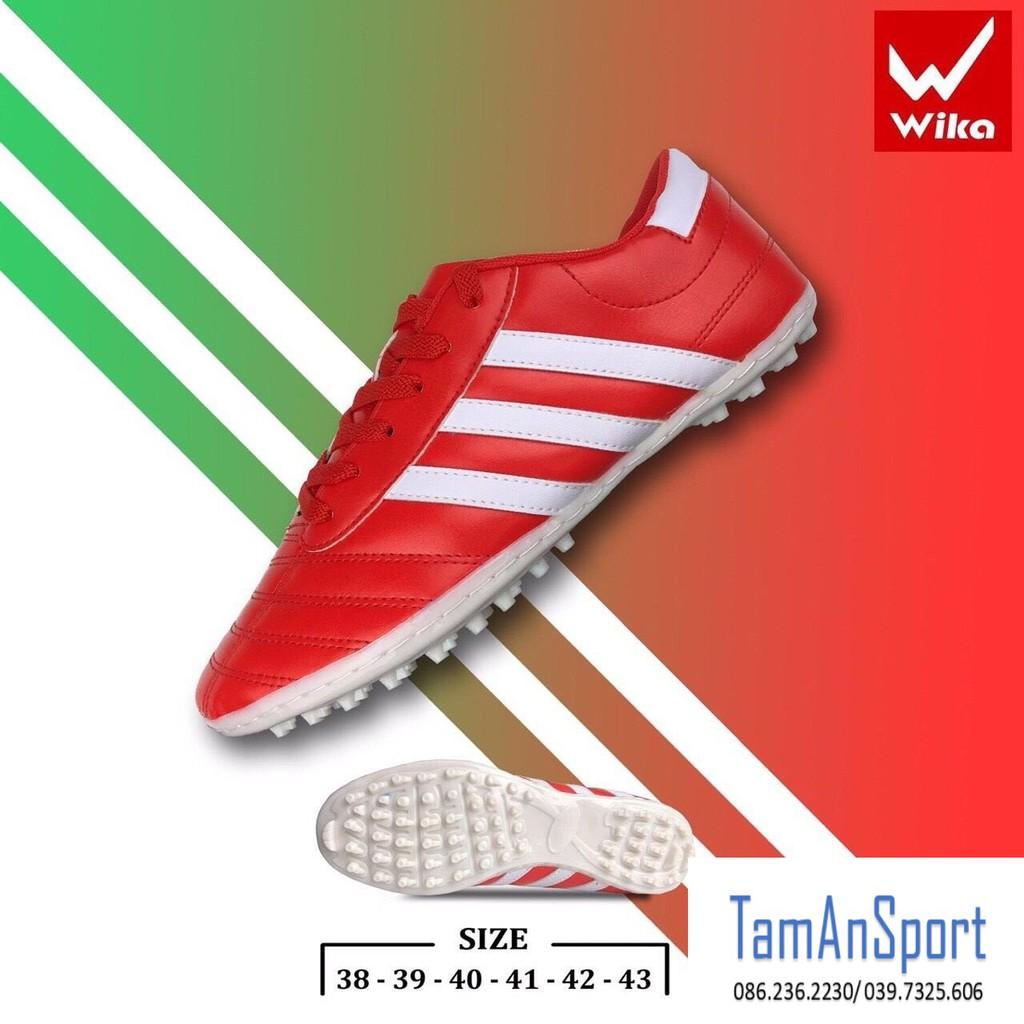 Giày bóng đá Wika 3 sọc ôm chân siêu bền khâu full đế đinh TF, giày đá banh sân cỏ nhân tạo
