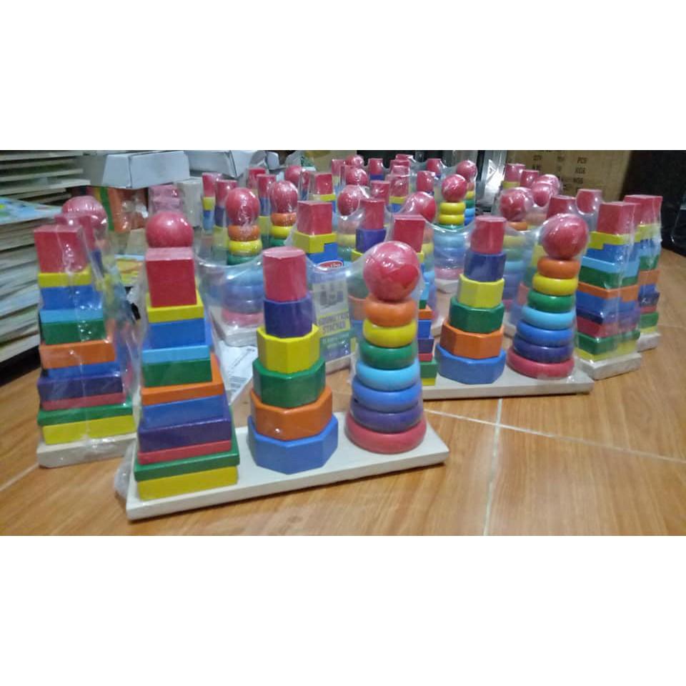 Đồ chơi gỗ Tháp thả hình 3 trụ loại lớn