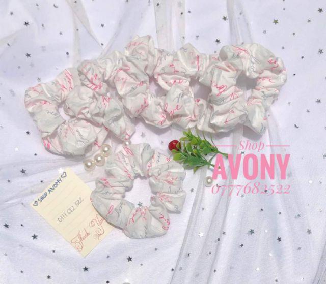 Cột tóc vải Scrunchies họa tiết đơn giản