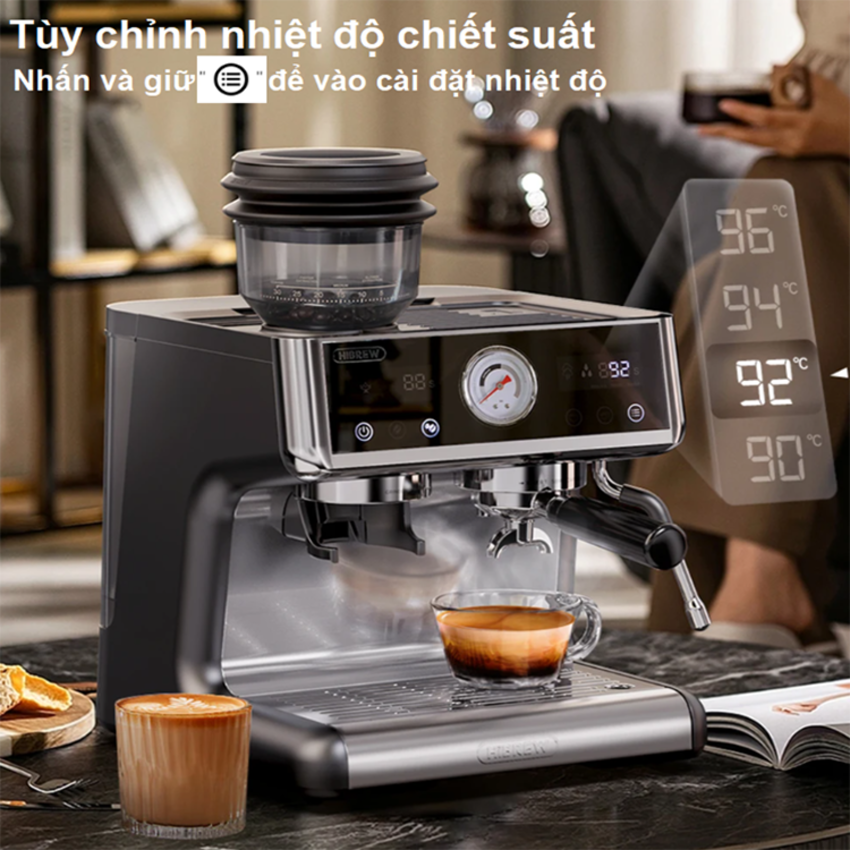 Máy pha cà phê Espresso chuyên nghiệp 3 in 1, thương hiệu Mỹ cao cấp HiBREW H7A, 3000W, Dung tích 2,8 lít, 20 bars - Bảo hành 12 Tháng, Hàng chính hãng